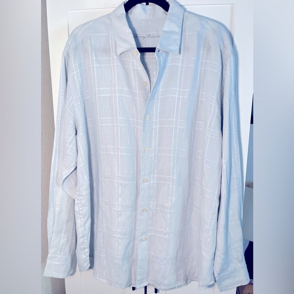 Tommy Bahamas Linen XL Light Sky Blue Embroidery Cool Beach Vibe Casual - Picture 1 of 6
